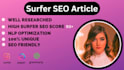do surfer SEO article writing and creative writing in 24 hours