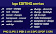 fix, upgrade, revamp, update, modify, edit, recreate, and redesign logo