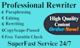 manually paraphrase, rewrite, proofread and edit content