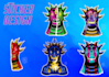 design a fun fantasy character sticker sheet