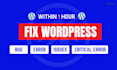 fix wordpress issue critical error fatal websit bug 404 403 500 503 problem help