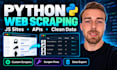 do python web scraping, data extraction and scraper fixes