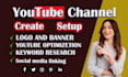 create,setup youtube channel with logo,banner