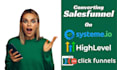 build sales funnel in clickfunnels, systeme io, gohighlevel, landing page design