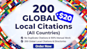 high quality 200 all countries local citations for local seo