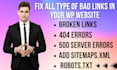 identify broken links, 404 errors, all bad links and remove