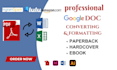 design, format and convert google docs documents, canva book, book cover, amazon