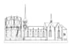 draw line art illustration building and landscape