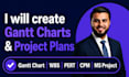 create gantt chart, wbs, pert, evm, CPM, network diagram, ms project plan
