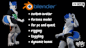 make custom vrchat avatar, 3d furry model, fursona, vtuber, vseeface nsfw