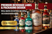 do alcohol, wine, gin, vodka, whisky, brandy, tequila, beer, soda, label design