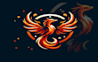 do phonix ,flying,red,head, logo design