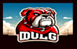 do bull ,dog ,red , sky, mascot logo design