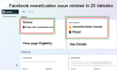 do remove monetization of facebook page in 20 minutes