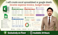 create excel spreadsheet or google sheets income expense invoice, budget tracker