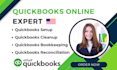 do quickbooks online setup, cleanup, bookkeeping,  reconciliation, accounting