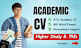 write academic CV phd CV linkedin optimization scholarship and intern cvs