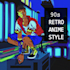 do one illustration in retro anime style