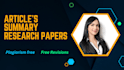 write summary, professional research and article writing