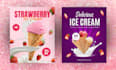 design ice cream or food flyer, poster, banner and menu