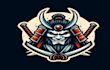 do oni, samurai, head, mascot logo