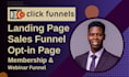 build clickfunnels sales funnel, landing page, webinar and gohighlevel