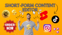 do short form content for instagram, tiktok youtube shorts in 24 hours