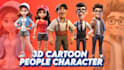 make cute 3d cartoon character model, and rendering