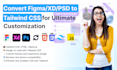 convert figma, xd, PSD to tailwind CSS responsive design