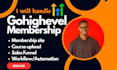 setup gohighlevel membership, site, online course website, funnel, communities