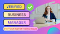 create facebook profile, business manager with ads account