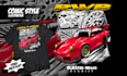 create cartoon car illustration for t shirt in comic style