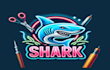 make shark neon modern mascot logo design