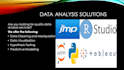 handle your data analysis projects using jmp, r studio, tableau, excel, and spss