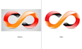 do tracing, redrawing 3d logo colourful to vector highress