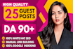 write and publish high da DR guest post with SEO dofollow backlinks