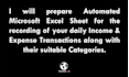 prepare daily income and expense transactions record excel sheet