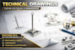 draft technical drawings for prototyping or manufacturing