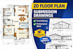 make architecture plan and submission drawing, 2d plan