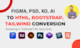 convert psd to html, figma to html, using tailwind css
