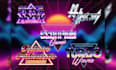 make retro 80s logo and futuristic synthwave chrome neon text effects
