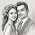 draw couple portrait for wedding illustration