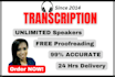 transcribe english audio or video in 24 hours