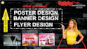 stunning poster banner design  with eye catching graphics