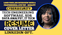 write resumes for IT tech cybersecurity software developers and executive to sdr
