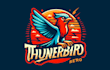design outstanding thunder bird mascot logo with express deliver