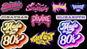 do an original 80s retro 90s pop art, comic text style and logo