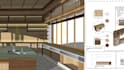 create 3d model bedroom, with combination of your concept