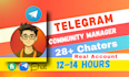 be telegram community manager or admin with 28 chatters in crypto project