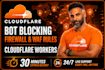 setup cloudflare bot blocking, waf firewall rules and workers